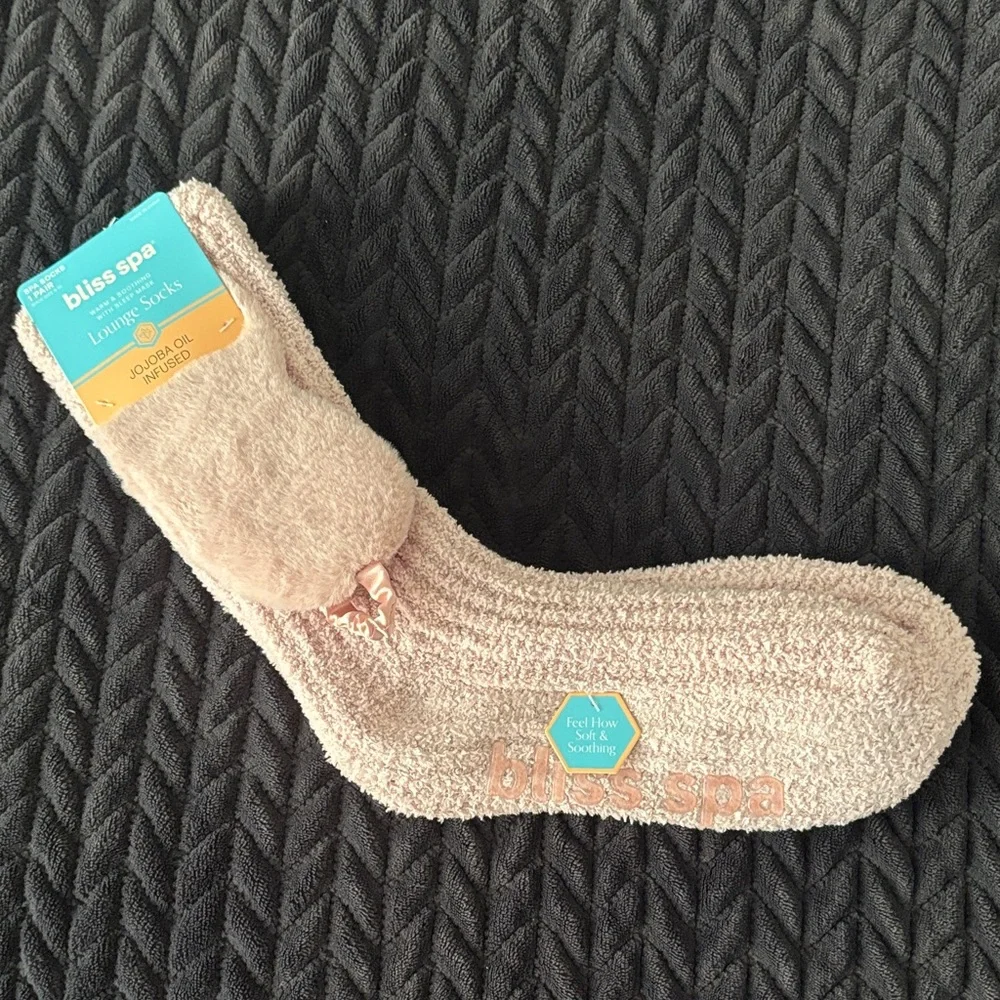 Bliss Spa Pink Lounge Socks and Sleep Mask